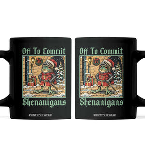 Off To Commit Shenanigans Funny Christmas Frog Knight Coffee Mug