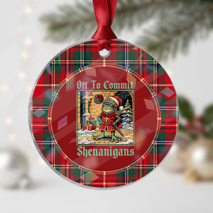 Off To Commit Shenanigans Funny Christmas Frog Knight Holographic Acrylic Ornament