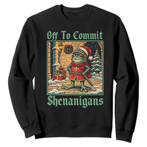 Off To Commit Shenanigans Funny Christmas Frog Knight Sweatshirt