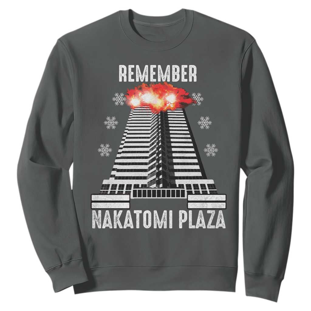 Remember Nakatomi Plaza Sweatshirt Christmas Party 1988 Movie TS11 Dark Heather Print Your Wear
