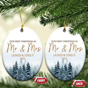 Personalized First Christmas As Mr & Mrs Christmas Ornament Custom Name Couple 2024 TS11 Oval Snow Print Your Wear