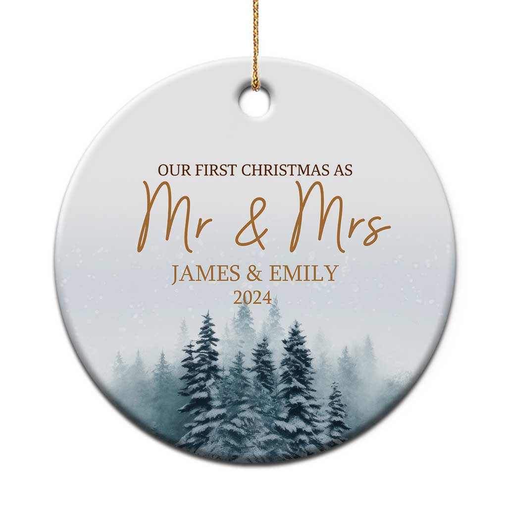 Personalized First Christmas As Mr & Mrs Christmas Ornament Custom Name Couple 2024 TS11 Print Your Wear