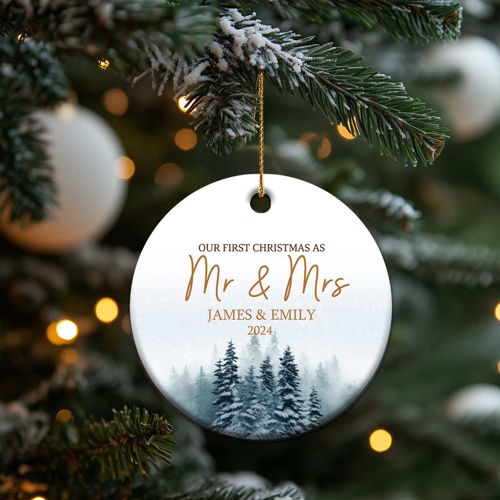 Personalized First Christmas As Mr & Mrs Christmas Ornament Custom Name Couple 2024 TS11 Print Your Wear