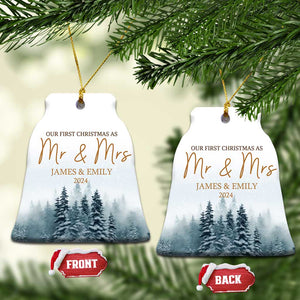 Personalized First Christmas As Mr & Mrs Christmas Ornament Custom Name Couple 2024 TS11 Bell Flake Snow Print Your Wear