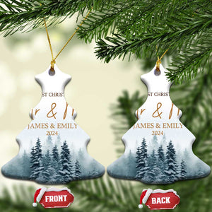 Personalized First Christmas As Mr & Mrs Christmas Ornament Custom Name Couple 2024 TS11 Christmas Tree Snow Print Your Wear