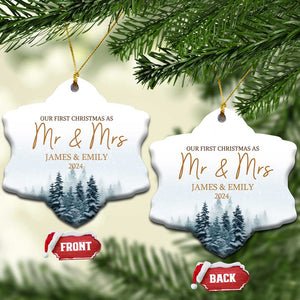 Personalized First Christmas As Mr & Mrs Christmas Ornament Custom Name Couple 2024 TS11 Snow Flake Snow Print Your Wear