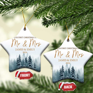 Personalized First Christmas As Mr & Mrs Christmas Ornament Custom Name Couple 2024 TS11 Star Snow Print Your Wear