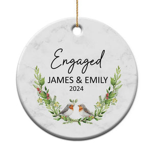 Personalized Engaged 2024 Christmas Ornament Custom Name Mr & Mrs Engagement Bird Mistletoe TS11 Print Your Wear