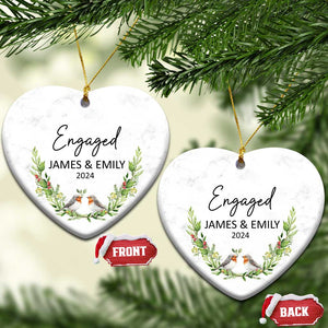 Personalized Engaged 2024 Christmas Ornament Custom Name Mr & Mrs Engagement Bird Mistletoe TS11 Heart Marble Print Your Wear