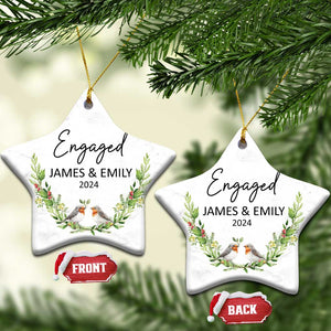 Personalized Engaged 2024 Christmas Ornament Custom Name Mr & Mrs Engagement Bird Mistletoe TS11 Star Marble Print Your Wear