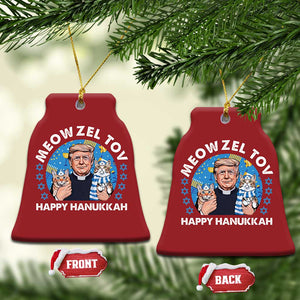 Funny Trump Cat Hanukkah Christmas Ornament Meowzel Tov Happy Hanukkah David Stars TS11 Bell Flake Red Print Your Wear