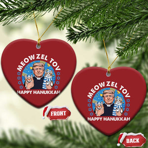 Funny Trump Cat Hanukkah Christmas Ornament Meowzel Tov Happy Hanukkah David Stars TS11 Heart Red Print Your Wear