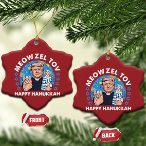 Funny Trump Cat Hanukkah Christmas Ornament Meowzel Tov Happy Hanukkah David Stars TS11 Snow Flake Red Print Your Wear