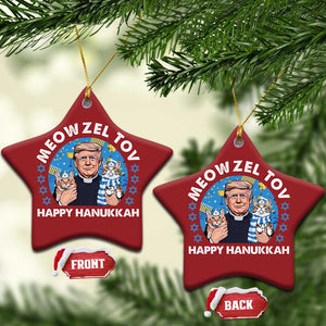 Funny Trump Cat Hanukkah Christmas Ornament Meowzel Tov Happy Hanukkah David Stars TS11 Star Red Print Your Wear