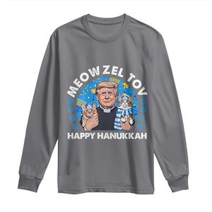 Funny Trump Cat Hanukkah Long Sleeve Shirt Meowzel Tov Happy Hanukkah David Stars TS11 Charcoal Print Your Wear