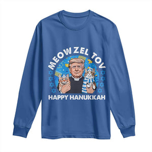 Funny Trump Cat Hanukkah Long Sleeve Shirt Meowzel Tov Happy Hanukkah David Stars TS11 Royal Blue Print Your Wear