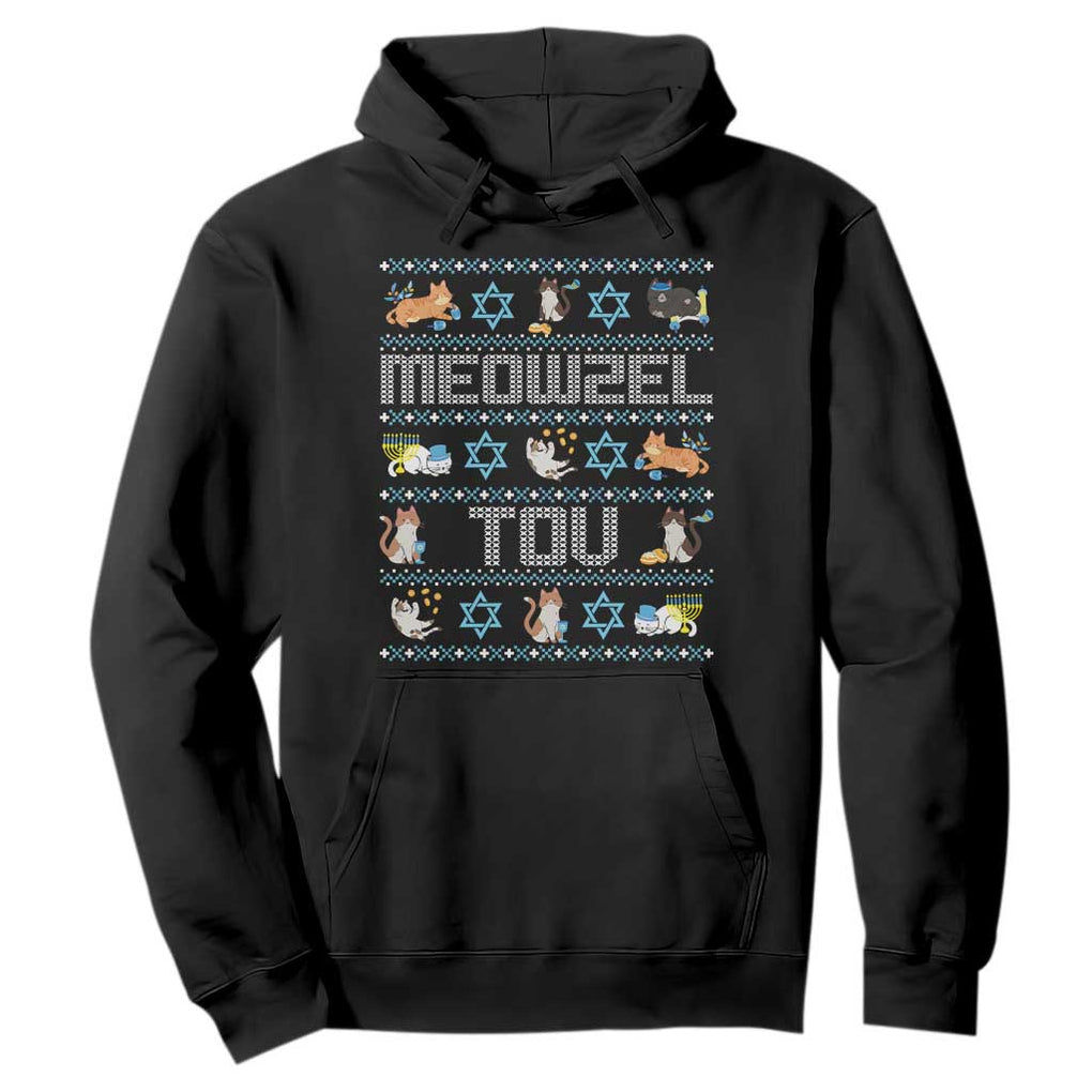 Funny Hanukkah Cats Hoodie Meowzel Tov Chanukah Menorah David Stars TS11 Black Print Your Wear
