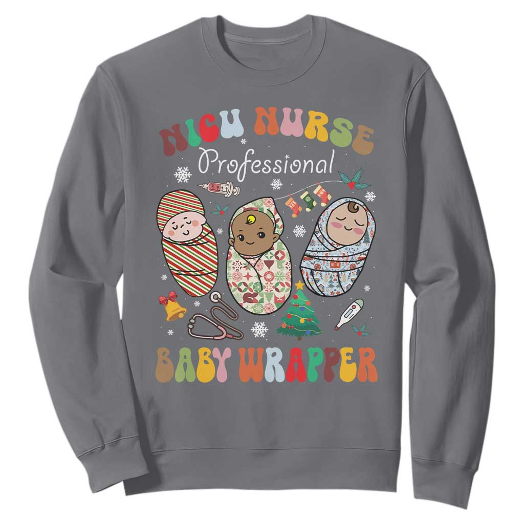 Funny NICU Nurse Christmas Sweatshirt Professional Baby Wrapper TS11 Charcoal Print Your Wear