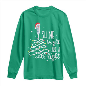 Funny Christmas Nurse Long Sleeve Shirt Shine Bright Like A Call Light Led Lights TS11 Irish Green Print Your Wear