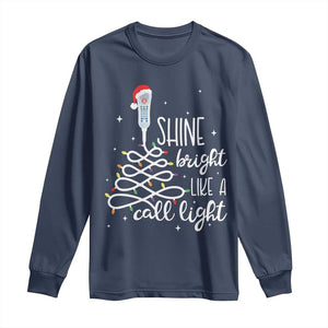 Funny Christmas Nurse Long Sleeve Shirt Shine Bright Like A Call Light Led Lights TS11 Navy Print Your Wear