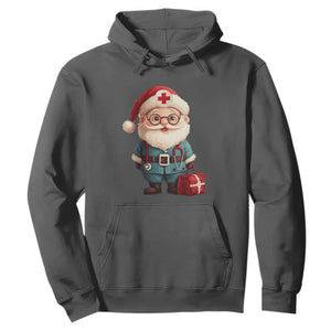 Funny Christmas Santa Doctor Medical Hoodie TS11 Dark Heather Print Your Wear