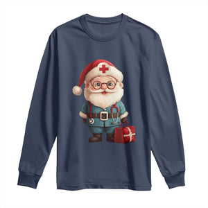 Funny Christmas Santa Doctor Medical Long Sleeve Shirt TS11 Navy Print Your Wear