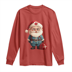 Funny Christmas Santa Doctor Medical Long Sleeve Shirt TS11 Red Print Your Wear