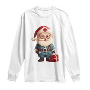 Funny Christmas Santa Doctor Medical Long Sleeve Shirt TS11 White Print Your Wear