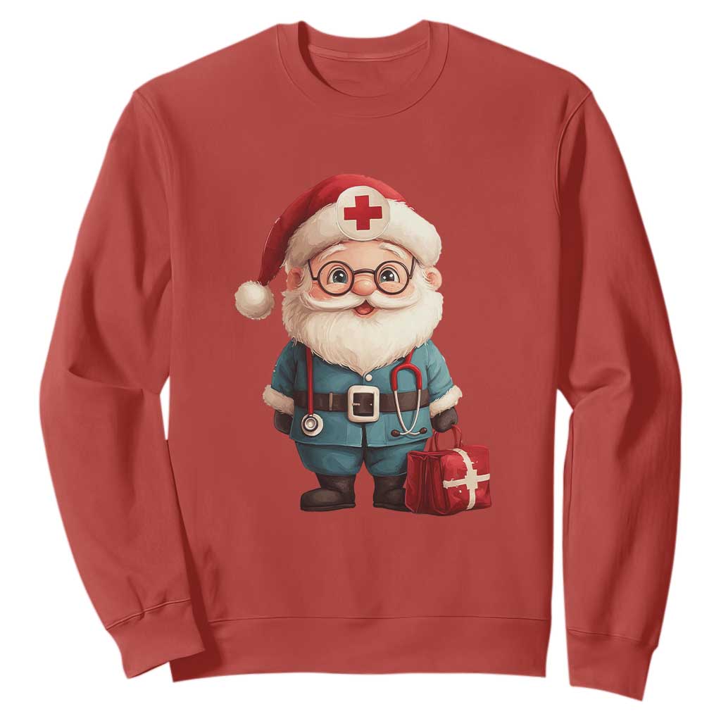 Funny Christmas Santa Doctor Medical Sweatshirt TS11 Red Print Your Wear