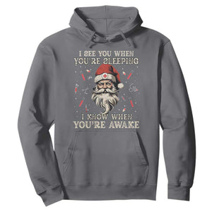 Funny Christmas Santa Doctor Medical Hoodie I See You When You're Sleeping I Know When You're Awake TS11 Charcoal Print Your Wear