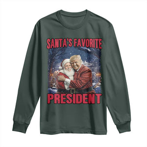 Funny Christmas Trump Santa Long Sleeve Shirt Santa's Favorite President White House TS11 Dark Forest Green Print Your Wear