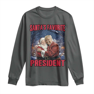 Funny Christmas Trump Santa Long Sleeve Shirt Santa's Favorite President White House TS11 Dark Heather Print Your Wear