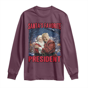 Funny Christmas Trump Santa Long Sleeve Shirt Santa's Favorite President White House TS11 Maroon Print Your Wear