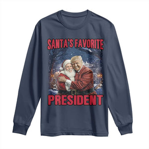 Funny Christmas Trump Santa Long Sleeve Shirt Santa's Favorite President White House TS11 Navy Print Your Wear