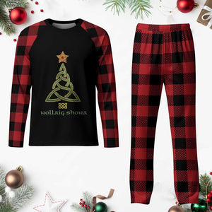 Irish Gaelic Christmas Nollaig Shona Plaid Pajama Set Celtic Knot Christmas Tree TS11 Buffalo Plaid Print Your Wear