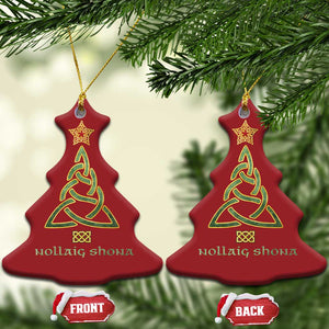 Irish Gaelic Christmas Nollaig Shona Christmas Ornament Celtic Knot Christmas Tree TS11 Christmas Tree Red Print Your Wear