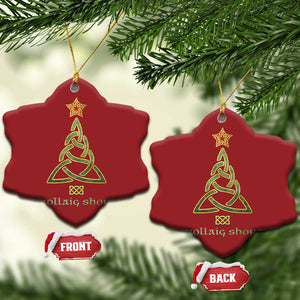 Irish Gaelic Christmas Nollaig Shona Christmas Ornament Celtic Knot Christmas Tree TS11 Snow Flake Red Print Your Wear