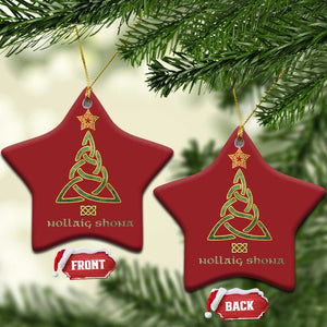 Irish Gaelic Christmas Nollaig Shona Christmas Ornament Celtic Knot Christmas Tree TS11 Star Red Print Your Wear