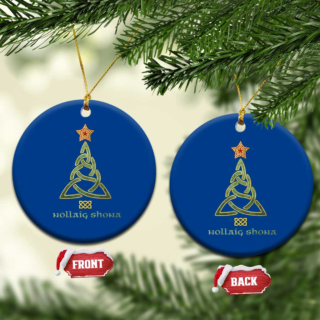 Irish Gaelic Christmas Nollaig Shona Ceramic Ornament Celtic Knot Christmas Tree TS11 1pc Blue Print Your Wear