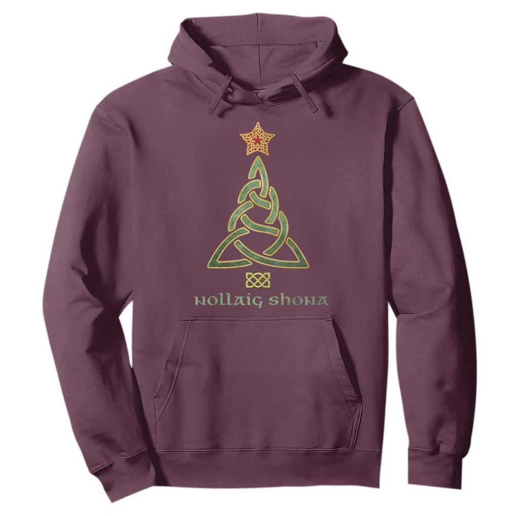 Irish Gaelic Christmas Nollaig Shona Hoodie Celtic Knot Christmas Tree TS11 Maroon Print Your Wear