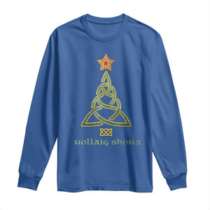 Irish Gaelic Christmas Nollaig Shona Long Sleeve Shirt Celtic Knot Christmas Tree TS11 Royal Blue Print Your Wear