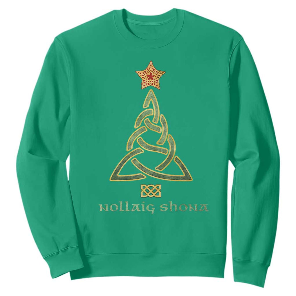 Irish Gaelic Christmas Nollaig Shona Sweatshirt Celtic Knot Christmas Tree TS11 Irish Green Print Your Wear