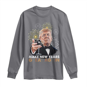 Funny Trump New Year Long Sleeve Shirt Make New Years Great Again Fireworks TS11 Charcoal Print Your Wear