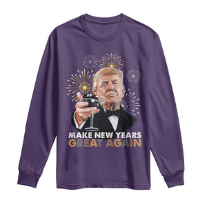 Funny Trump New Year Long Sleeve Shirt Make New Years Great Again Fireworks TS11 Purple Print Your Wear