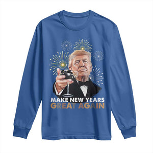 Funny Trump New Year Long Sleeve Shirt Make New Years Great Again Fireworks TS11 Royal Blue Print Your Wear