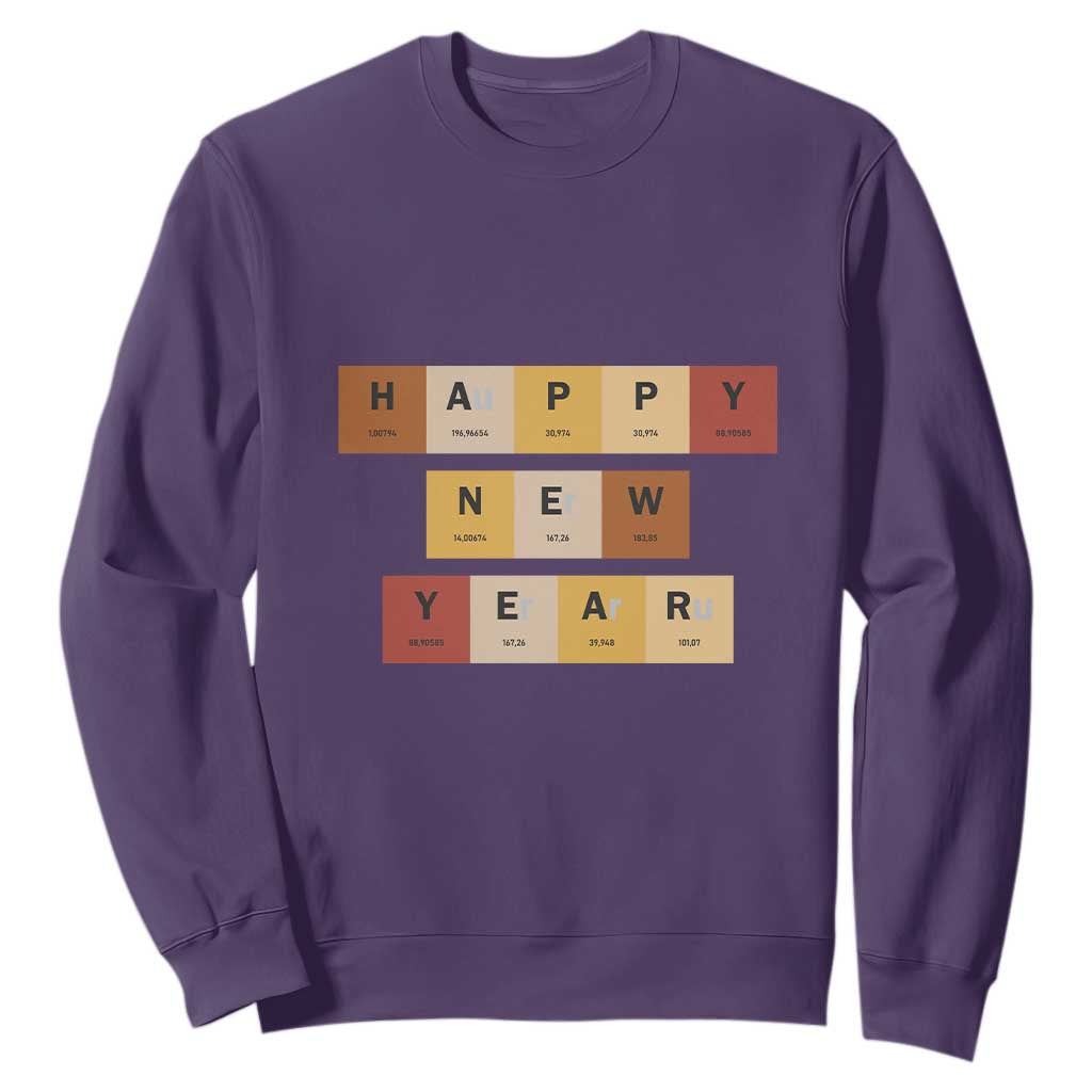 Funny Happy New Year Periodic Table Elements Sweatshirt Chemistry Teacher Student TS11 Purple Print Your Wear