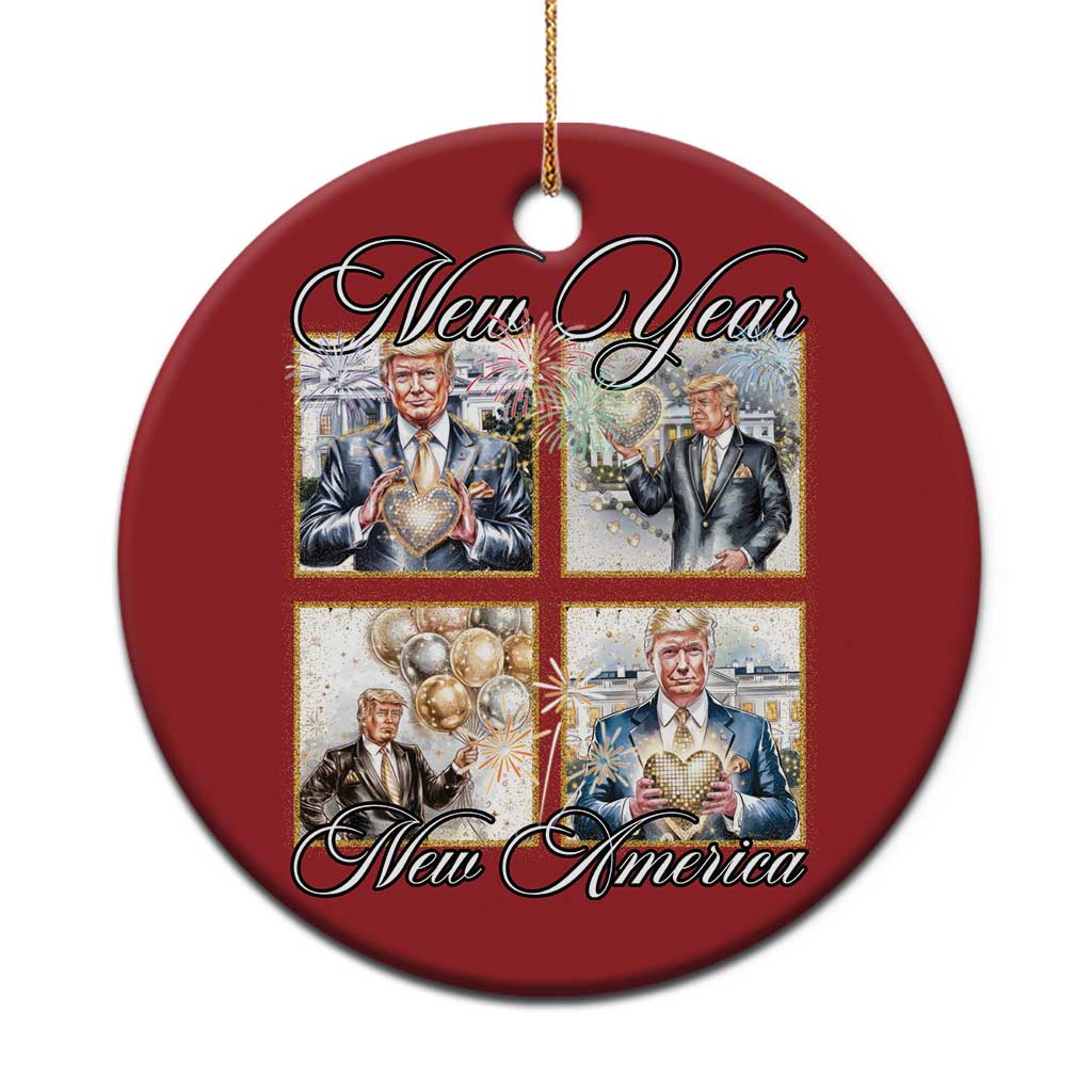 Funny Trump New Year New America 2025 Christmas Ornament Sparkling Fireworks TS11 Print Your Wear