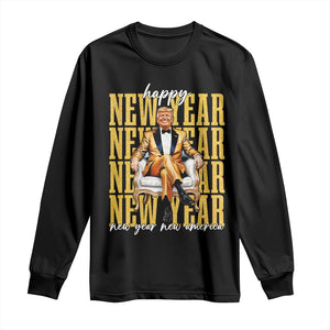 Funny Trump Happy New Year New America 2025 Long Sleeve Shirt TS11 Black Print Your Wear