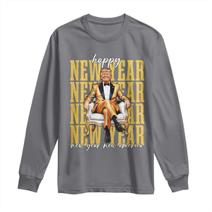 Funny Trump Happy New Year New America 2025 Long Sleeve Shirt TS11 Charcoal Print Your Wear