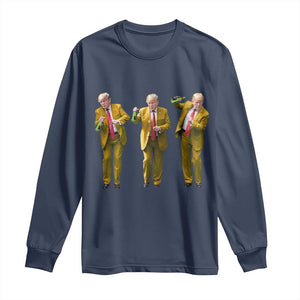 Funny Trump Dance Happy New Year 2025 Long Sleeve Shirt TS11 Navy Print Your Wear